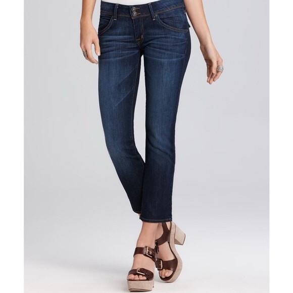 Hudson Womens 27 Denim Mid Rise Crop Beth Baby Boot Jeans Dark Flap Pockets - Picture 3 of 16